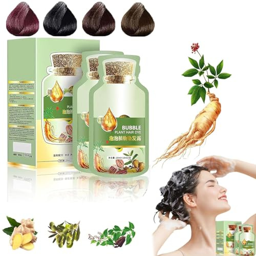 Natürliche Pflanzenhaarfarbe, Botanische Blasen-Haarfarbe, 20 ml, botanisches Haarfärbe-Shampoo, Pflanzenblasen-Haarfarbe, Fruchtfarben-Haarfärbecreme, natürliches Pflanzenhaarfärbe-Shampoo (Kaffee)