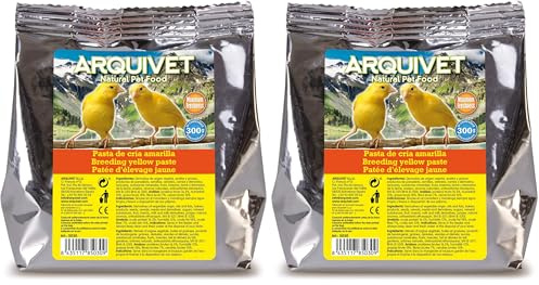 Arquivet - Pâte d'élevage Jaune et Entretien pour Oiseaux 300 g - Saveur Neutre - Nourriture pour Tous Types d'oiseaux et Surtout de Plumage Jaune (Lot de 2)