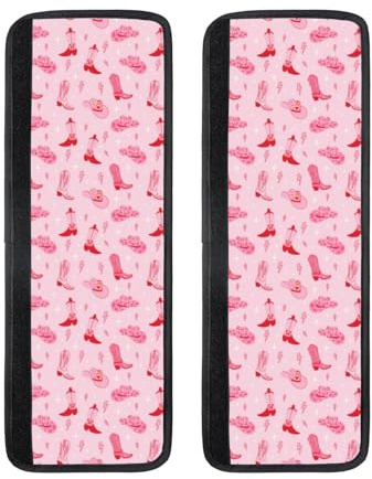 Buewutiry Set di 2 coperture per maniglie del frigorifero, regolabili, confortevoli, stile retrò, rosa, a forma di stivali da cowgirl, cappello, coperture per maniglie del frigorifero, coperture per