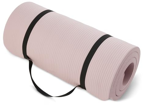 Amazon Basics Tappetino per allenamento, esercizi e yoga con tracolla, spessore extra di 2.5 cm, Rosa