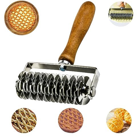 Rullo per Pasticceria e Reticolo, Rotella Tagliapasta Crostata, in Acciaio Inox, Facile da Pulire, Tagliapasta a Griglia per Coltello a Rullo per Pasta, Crosta di Pizza, Risparmiare Tempo