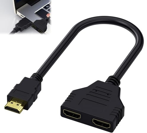DONOONIS Adattatore HD MI Doppio,Doppia Presa HD MI,Splitter Per Cavo 1 Ingresso 2 Uscite,Adattatore Per LED,LCD,TV,DVD,HD,HDTV,Monitor E Proiettori