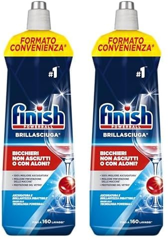 Finish Brillantante Lavastoviglie, 1 Prodotto da 800 ml di Brillantante, Additivo Lavastoviglie per Stoviglie Splendenti e Asciutte (Confezione da 2)