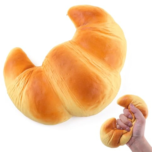 Anboor Juguetes Squishies de Retorno Lento para Niños, Squishys de Pan, Espuma Comestible, Croissant Jumbo Grande, Juguetes de Presión Lindos y Gigantes