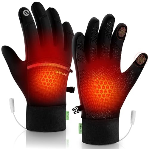 Ertisa USB Heated Gloves for Men Women, Full Finger Electric Heated Gloves with Hidden Pocket, 3 Temperature Reflective Thermal Heated Mittens Screen Touch Double-Sided Heating Hand Warmer Winter Gift