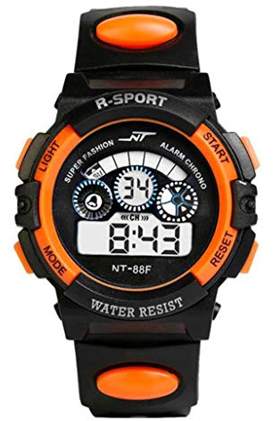 Date Quartz LED-klocka pojke digital sport män larm armbandsur utan spel, Orange, En storlek