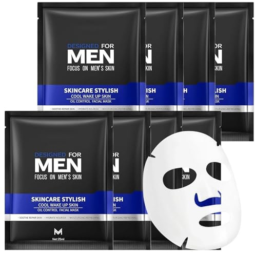 8PCS Mens Face Mask Set, Men's Facial Skincare Kit, Men's Hydrating Moisturizing Refreshing & Oil Control, Face Masks for All Skin Types – Daily Mens Skin/care, Fa/ce Masks Skincare Gifts for Men