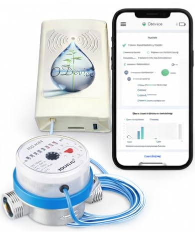 Kit contatore acqua a impulso intelligente - Rilevamento e allerta perdite nascoste, volume, irrigazione, monitoraggio – WiFi o LoRa – Contatore non incluso – (WiFi/Corrente)