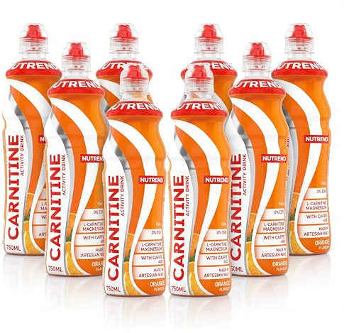 Nutrend Carnitine Dryck Apelsinsmak 750 ml 8-Pack – Färdigdryck med L-karnitin för Energi, Vätskeåterhämtning och Aktiv Livsstil