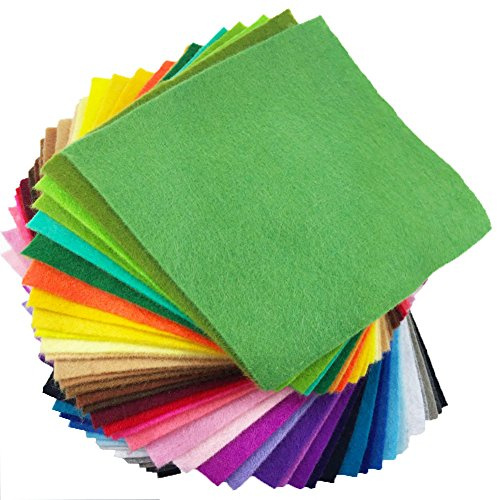 flic-flac 42pcs 1.4mm Soft Thick Felt Fabric Sheet Assorted Color Felt Pack DIY Craft Sewing Squares Nonwoven Patchwork (10 x 10 cm)