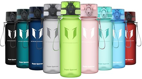 Sparrow Vattenflaska Sport 500ml/750ml/1L - BPA-Fri - Sportflaska 1-Click | Water Bottle, Läckagesäker, Diskmaskinssäker, Lätt, Flip Top, Skola, Barn, Office, Sport, Gym, Resor, Camping