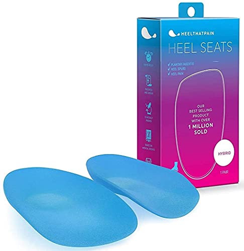 Heel That Pain® Hybrid Heel Seats® Insoles for Plantar Fasciitis, Heel Pain, and Heel Spurs - Patented Fascia-Bar® Orthotic Heel Cups - Hybrid, Moderate Firmness, Medium (Women's 6.5-10, Men's 5-8)