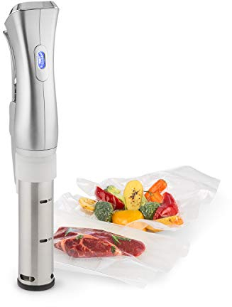 KLARSTEIN Quickstick - Cuisson sous vide, Sous vide stick, Thermoplongeur sous vide, Thermostat, Pompe de circulation, 1300 W, Pour casseroles jusqu'à 20 L, Réglage précis de la température - Argent