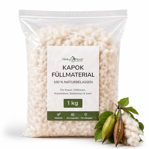 Kapok - Paquete de recambio de fibra prémium Öko-Tex Standard 100, 1 kg