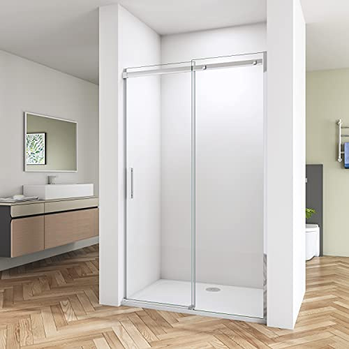 Huiyang 1200mm New Frameless Sliding Shower Enclosure Glass Screen Door Side Panel Twin Roller