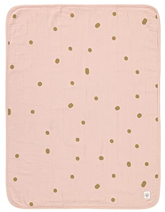 LÄSSIG Mull Babydecke Krabbeldecke Kuscheldecke GOTS zertifiziert/Muslin Blanket 75 x 100 cm Dots powder pink