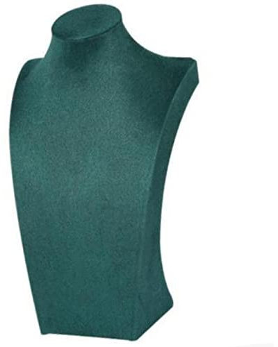 Perfeclan Velours Bijoux Tour Organisateur Buste Titulaire Affichage Chevalet Vitrine Collier Stand pour Chambre Détail Comptoir Commode, Vert 20cm