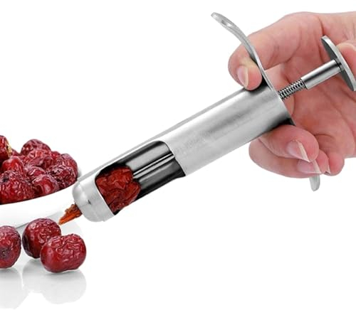 Premium Fruit Corer, Stainless Steel Cherry Seed Remover Red Dates Hawthorn Seeds Removing Tool Reusable Grapes Seeds Removing Tool Kitchen Gadgets Effortless Pit Removal and Labor Saving, Silver