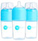 PopYum 9 oz Blue Anti-Colic Formula Making/Mixing/Dispenser Baby Bottles, 3-Pack with #2 Medium Flow Nipples, 260 ml, BPA-Free, Natural Latch