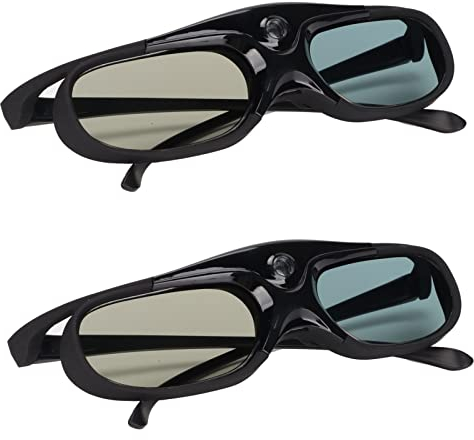 Lot de 2 Lunettes 3D DLP Link, Lunettes 3D à Obturateur Actif 144 Hz, Lunettes 3D Rechargeables pour Projecteurs 3D DLP Link, Lunettes de Visualisation 3D pour ZX4 H1, pour