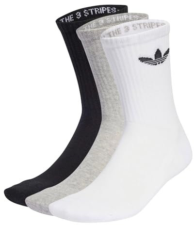 ADIDAS IJ5614 TRE CRW SCK 3PP Calzini Unisex Adulto white/medium grey heather/black Taglia L