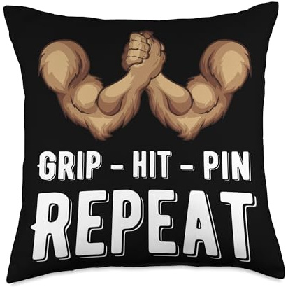 Arm Wrestler Tournament Combat Competition Grip-Hit-Pin Throw Pillow, 18x18, Multicolor
