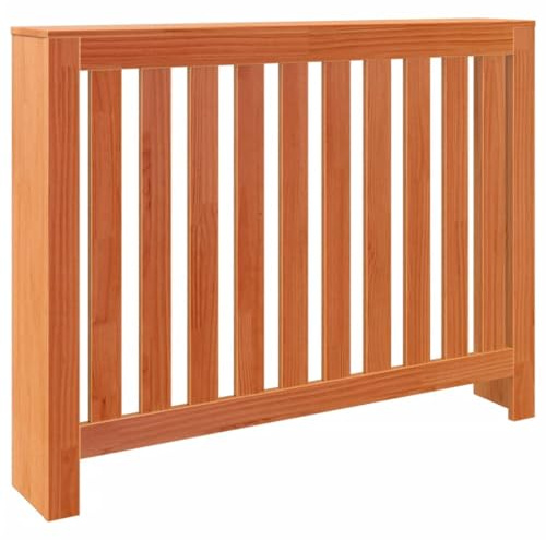 vidaXL Solid Pine Wood Radiator Cover-Cabinet in Wax Brown with Slat Design, Heater Concealment with Shelf Space, 108.5x19x84cm for Home Decor