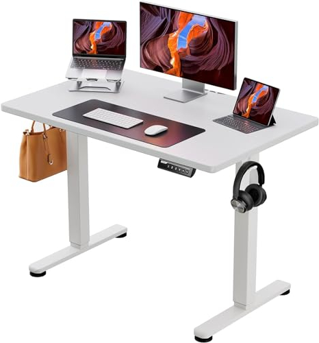 ErGear Elektrisch Höhenverstellbarer Schreibtisch 100 x 60 cm, Schreibtisch Höhenverstellbar mit 4-Gedächtnis-Smart-Pult für Home-Office mit Verbindungsplatte