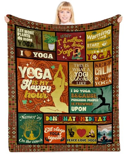 PIUFAM Yoga-Decke, Yoga-Geschenke für Frauen, Yoga-Decke für erholsames Yoga, Yoga-Lehrer-Geschenke, Yoga-Geschenke für Yoga-Liebhaber zum Geburtstag, Weihnachten, Erntedankfest, 101,6 x 127 cm