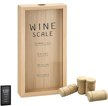 Paluplus Raccogli Tappi di Sughero, misura 15x4x30 cm, Contenitore porta tappi in Legno MDF e Vetro, Idea regalo per tappi di birra e vino -4485F (Legno Naturale)