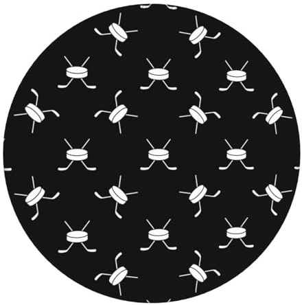 Lot de 4 petits tapis de souris de jeu – Palet de bâton de hockey cool noir et blanc avec base ronde en caoutchouc, tapis de bureau avec bords cousus, tapis de souris pour ordinateur portable, tapis