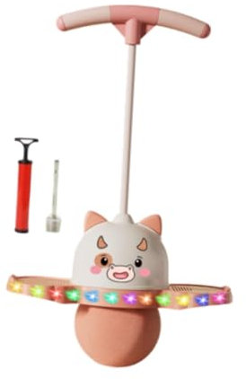 Amagogo Vieh-Pogoball mit Licht, Pogo Jump Kinder Rutschfestes Zubehör Starker Griff Pogo Hüpfball Pogo Stick Jump für Outdoor, Rosa