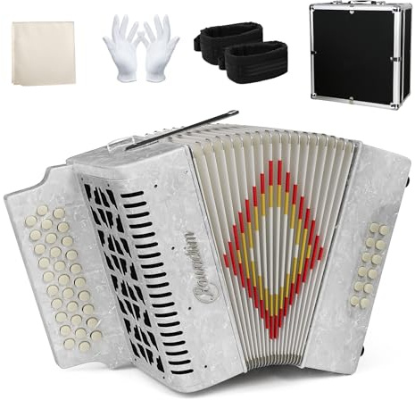 Accordions 31 Key 12 Bass Diatonic F/B/E Accordion Carry Kit (White)