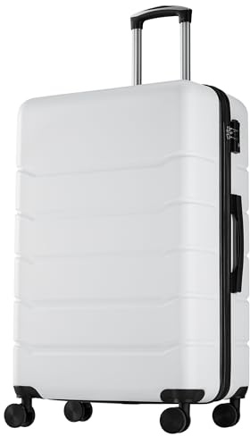 OLIXIS 20 Inch Carry-On Luggage, Hardside Suitcase with Spinner Wheels, Lightweight ABS Hard Shell Travel Luggage, TSA Approved Lock, Expandable Small Suitcase for Business & TravelâWhite