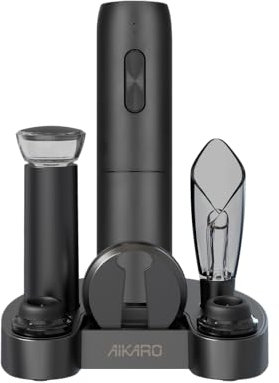AIKARO - Cavatappi Elettrico Apribottiglie Elettronica Automatico per Vino, Ricaricabile (Set C)
