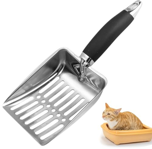 UQMIQURA Pala para arena para gatos, pala de metal, resistente, antiadherente, para arena para gatos, gatos, perros