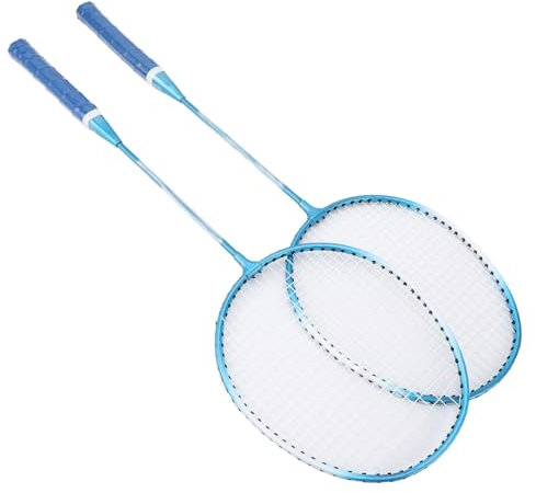 Ensemble de Raquette de Badminton Professionnel, Raquette de Sports en Alliage de Fer avec Une Poignée élastique, Léger pour Les Enfants Débutants Adultes (Blue)