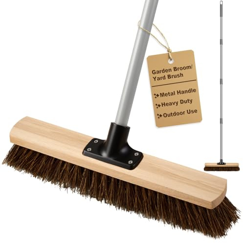 Mitclear 40cm Gartenbesen mit Langem Stiel(160cm), Straßenbesen mit Arenga-Borsten, Nass- und ölbeständig, Industriebesen Kehrbesen Werkstattbesen Außenbesen, Kehrbesen Robust für den Ausseneinsatz