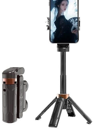 Mobilstativ | Flexibelt kamerastativ med 360° roterande huvud | Trådlös slutare | Bärbar resevloggstång, justerbar smartphone-hållare, säger streamingstativ