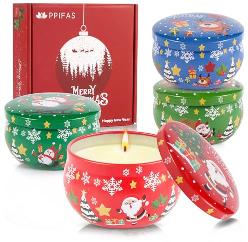 PPIFAS Christmas Scented Candles Gift Set, Candle Gift Box, Holiday Scented Candles Gift for Women, Natural Soy Wax Aromatherapy Candle, Home Decor