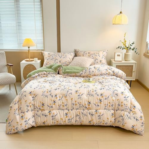Odot Edredón Invierno Cama 150, Edredon Nordico Sin Funda Invierno Reversible Acolchado para Cama Ligera y Respirable Manta de Suave para Días Frío (Flor Elegante 6,150x200cm)