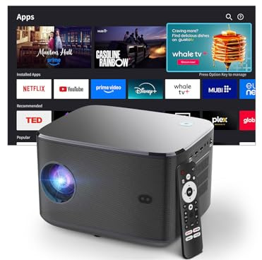 [Compatible with Netflix & 4K Support] Smart Projector with Wifi and Bluetooth,3D DoIby Audio, Auto Focus & Keystone,Native Projector HD 1080P Max 330 Display,2500 ANSI Home Outdoor Projector