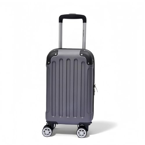 Boleedy Handgepäck Koffer, 40X25X20cm, Leichter Trolley Reisekoffer, Hartschalen Koffer, Luggage Set für Ryanair & Easyjet Flugzeug (GRAU, S)