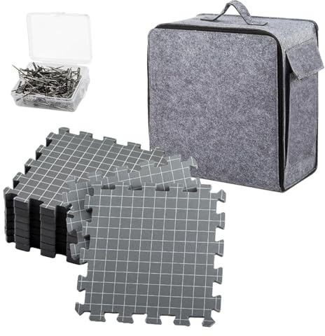 susiodeu Tappetini di bloccaggio per lavorare a maglia con griglie per principianti amanti del lavoro a maglia e dell'ago, grigio, tappetino 32x32cm