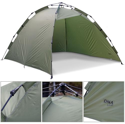 Carp Fishing Large Pop Up Bivvy Shelter 205x205cm Quick Setup Waterproof Day Shelter Tent, Beach Wind with Fibreglass Frame, Carry Bag & Pegs (Without Groundsheet)