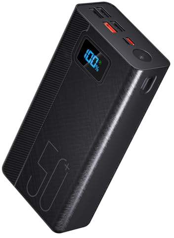 50000mAh Power Bank con cavo integrato: batteria esterna da 22,5 W a ricarica rapida con grande capacità, caricatore portatile con torcia a LED e 7 uscite e 3 ingressi-50000mAh Power Bank