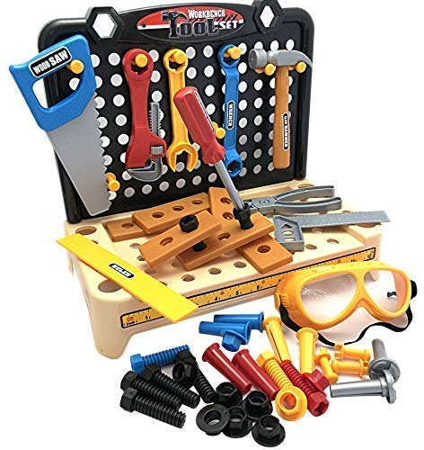 TikTakToo Werkbank für Kinder Werkzeug Tischwerkbank Kinderwerkbank Säge Hammer Zange