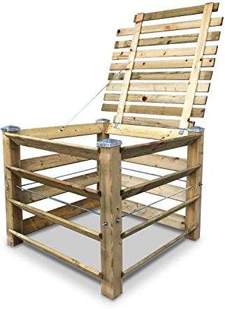 GartenDepot24 Eco Composteur en bois avec couvercle et capuchons 100 x 100 x 80 cm – env. 650 l