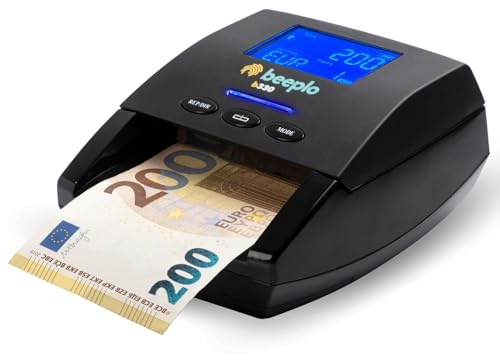 beeplo b330 - Rilevatore di banconote false - con 100% di affidabilità BCE e BE - Verificazione automatica e simulale a 5 divisioni EUR, GBP, CHF, NOK, SEK (senza batteria)