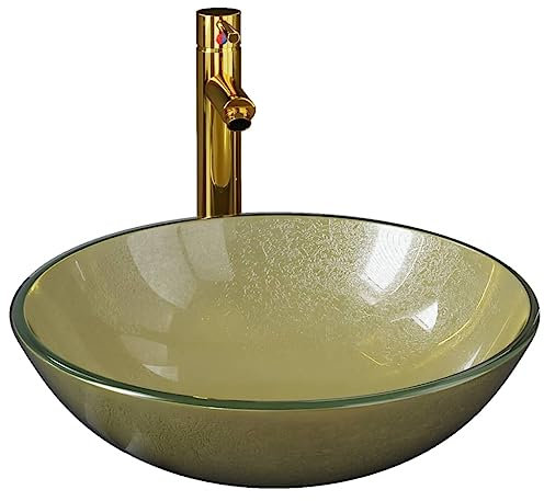 Lavabo de bain avec robinet et drain à poussoir Verre trempé